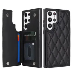 Enhanced Product Title:  
Elegant Double Button Leather Wallet Card Case - Compact and Stylish Design - Galaxy A27 (Black)