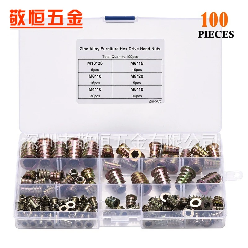 

100pcs Color Zinc Inner and Outer Teeth Nut M4 M5 M6 M8 M10 Nut Set Woodworking Hardware Fastener Nut Parts