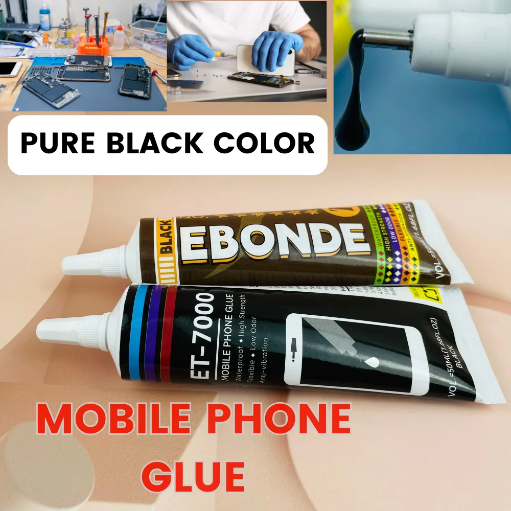 Premium Black Soft Adhesive for Phone Back Glass and Battery Repair - High Strength, Anti-Vibration, Flexible Glue for Screen Replacement