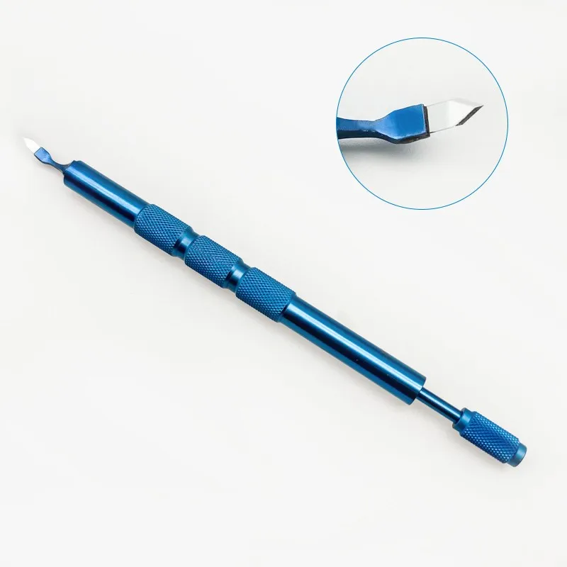 1set Ophthalmic Keratome blade Sapphire elbow double lancet Clear