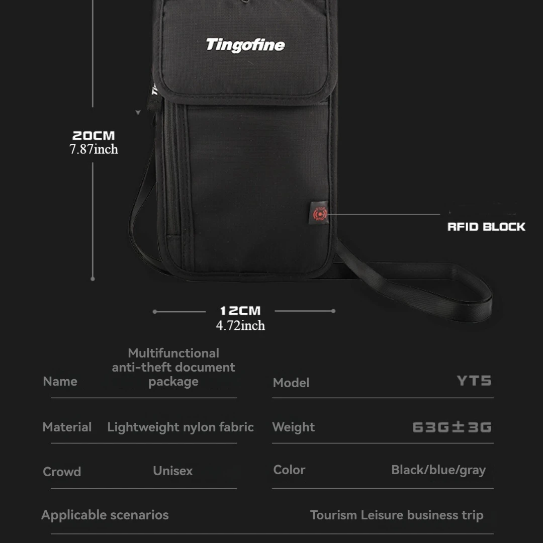 Waterproof Document Bag To Prevent Theft Of Bank Card Lightweight Passport Package Travel Mobile Phone Package Headphone Pack