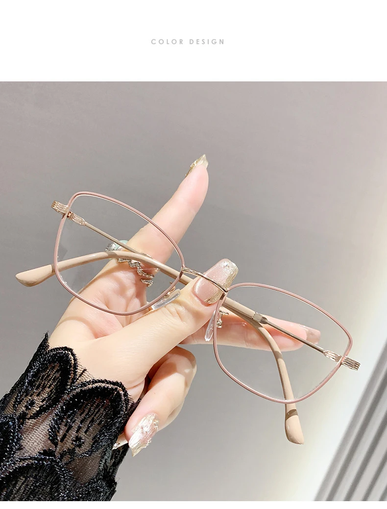 Farbwechselnde Anti-Blaulicht-Myopiebrille mit Metallrahmen und Cat-Eye-Stil 022 – Detail 13