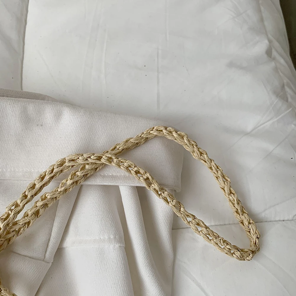 Female Vintage Crossbody Phone Bag Straw Rope Hand-woven Vacation Mini Purse Women Casual Mobile Phone Pouch Streetwear