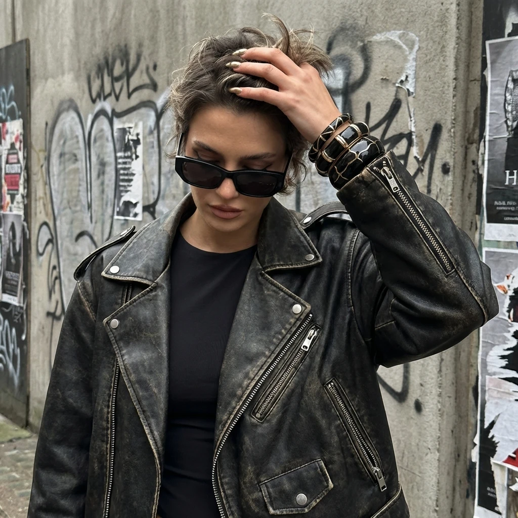 Vintage Punk Schwarze Öltropfen-Emaille-Armreifen für Frauen Übertriebene Geometrische Breite Manschetten-Federarmreifen Coole Schmuckgeschenke – Detail 2