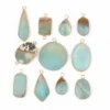 Trendy Natural Amazonite Gold-Plated Edge Charms Pendant Water Drop Oval Round Pendant for Jewelry Making DIY Necklace Bracelets 4