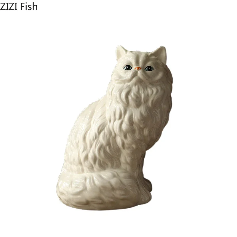 Cute White Cat Ceramic Vase Desk Decoration Flowers Arrangement Artificial Flower Decorative Floral Vases Room Aesthetic Decor 6