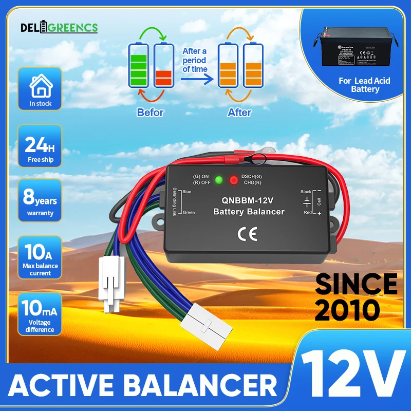 

Hot 12V Lead Acid Battery Equalizer QNBBM Balancer BMS Flooded AGM GELL Battery Anti-vulcanization Active Balancer 1pcs