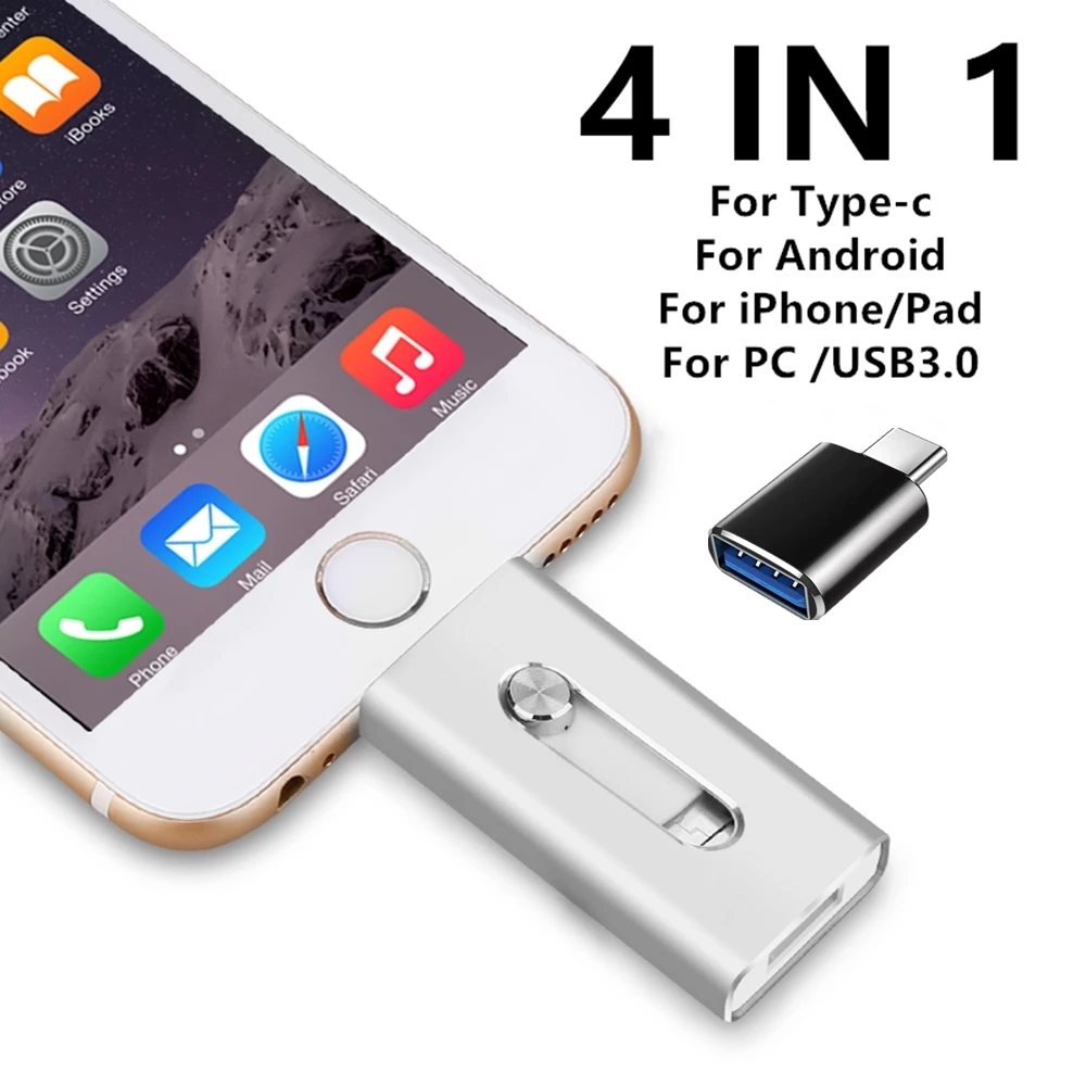 فلاش ميموري USB بسعة 512 جيجابايت للآيفون، 128 جيجابايت، 256 جيجابايت، 3.0، ذاكرة تخزين خارجية، قلم تخزين للهواتف، أندرويد، الكمبيوتر، سامسونج S20