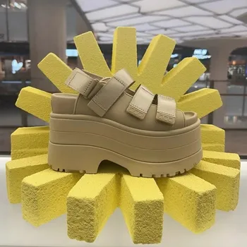 11CM High Platform Sandals Women Summer Hidden Heel Casual Mules Shoes Female Outside Beach Slipper Breathable Chunky Sneakers 1