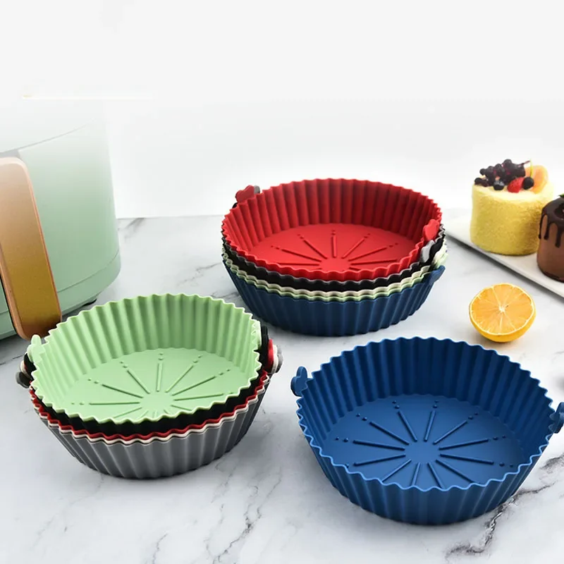 

1PC Silicone Air Fryer Baking Tray Circular Foldable Food Grade High Temperature Resistant and Easy to Clean Oven Mat