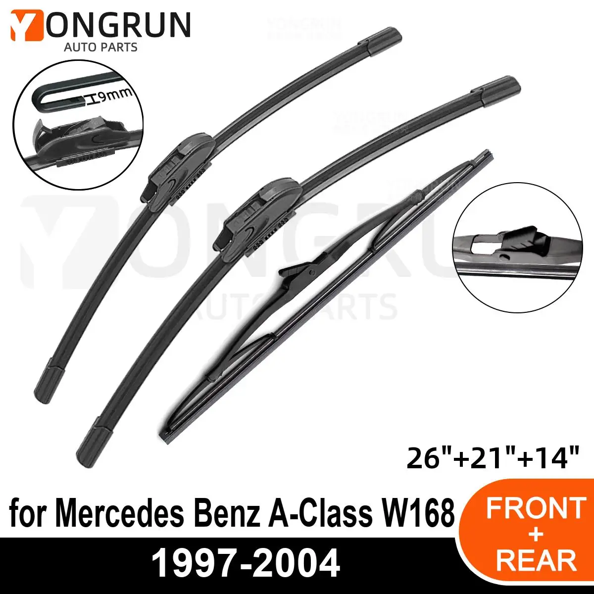 Durable Four Seasons Car Wiper Set - 3PCS Front & Rear Windshield Accessories
