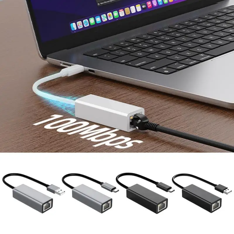 USB C타입 이더넷 어댑터 네트워크 카드, USB C타입-RJ45 100Mbps 랜 인터넷 케이블, 맥북 PC 윈도우 XP 7 8 10 LUX용