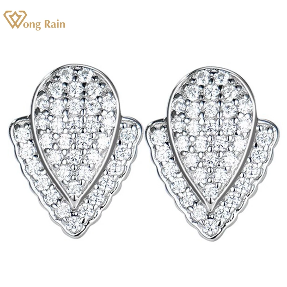 

Wong Rain 925 Sterling Silver VVS1 3EX D Color Real Moissanite Diamonds Sparkling Pear Ear Studs Earrings Fine Jewelry for Women