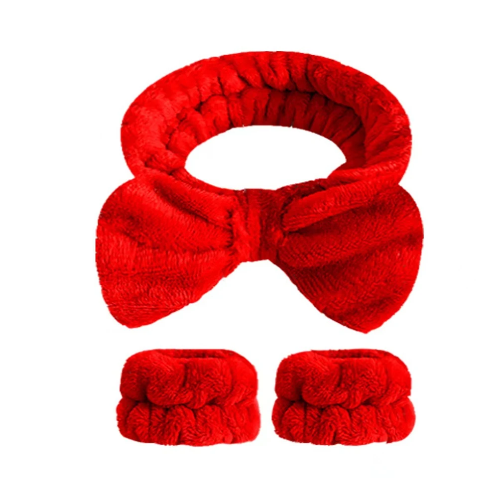 3PCS Haarband und Armband Set Spa Waschen Bogen Stirnband Make-Up Lash Verlängerung Liefert Wiederverwendbare Spa Handgelenk Waschband Weiche stirnband – Detail 13