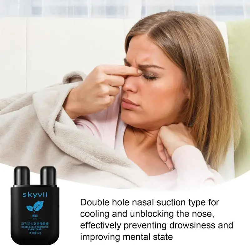 Nasal Inhaler Stick Energetic Stick Double-Hole Inhaling Tube Energy Inhaler With Cooling Sensation For Overtime Work Driving aromatherapy nasal inhaler