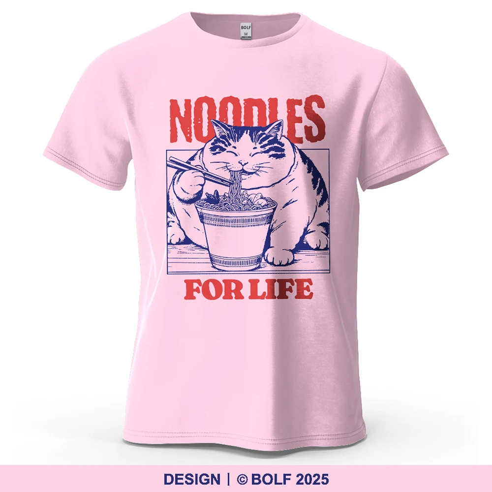 NOODLES FOR LIFE Bedrucktes Herren-T-Shirt aus 100 % Baumwolle, übergroße Grafik-T-Shirts für Damen, Tops, T-Shirts, lässige Streetwear