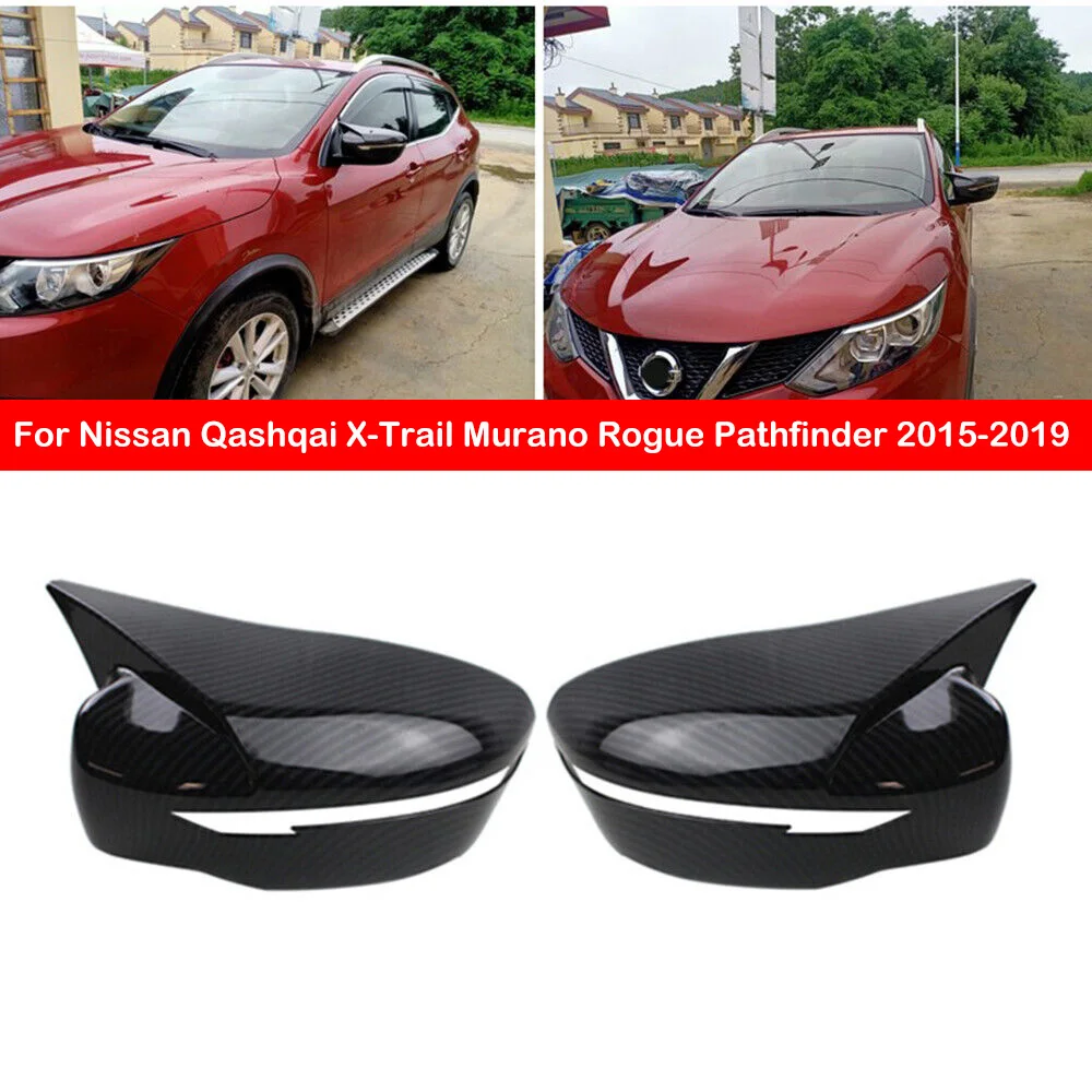 

For Nissan Qashqai X-Trail Murano Rogue Pathfinder 2015-2019 Car Rearview Side Mirror Cover Wing Cap Rear View Case Trim Sticker