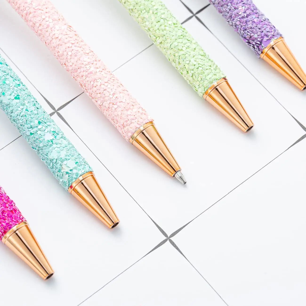 7Pack Cute Sequin Click Pens For Journaling Pretty Fancy Glitter Ballpoint  Pen with Retractable Writing Black Ink For Women Girl - AliExpress
