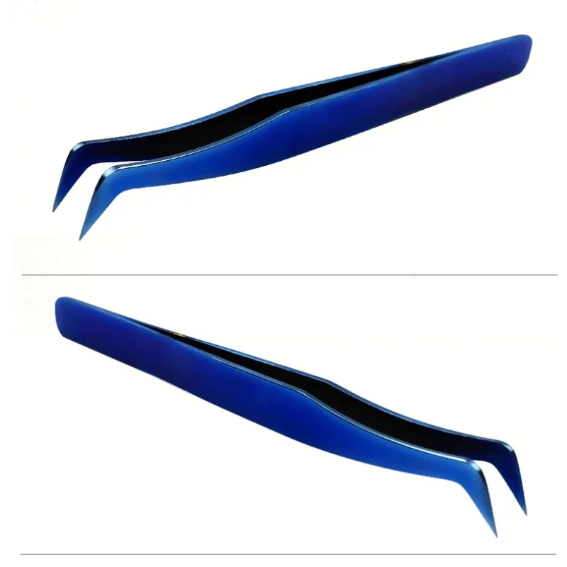 New Arrival Blue Professional High Quality Eyelash Extension Tweezers Stainless Steel Anti-Shake Tweezers with Plastic Bottle 6