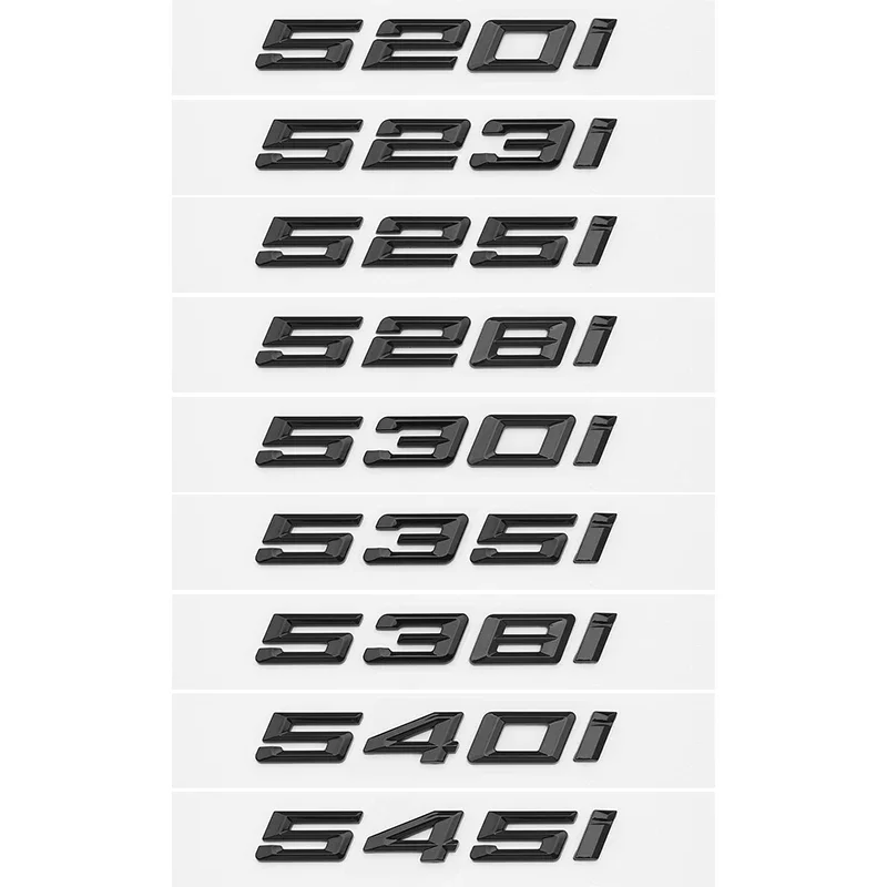 자동차 스타일링 트렁크 문자 엠블럼, 후면 뚜껑 로고, 블랙, BMW 5 시리즈 E39 E60 E61 F10 F11 G30 520d 523d 525i 528i 530e 535i 540e