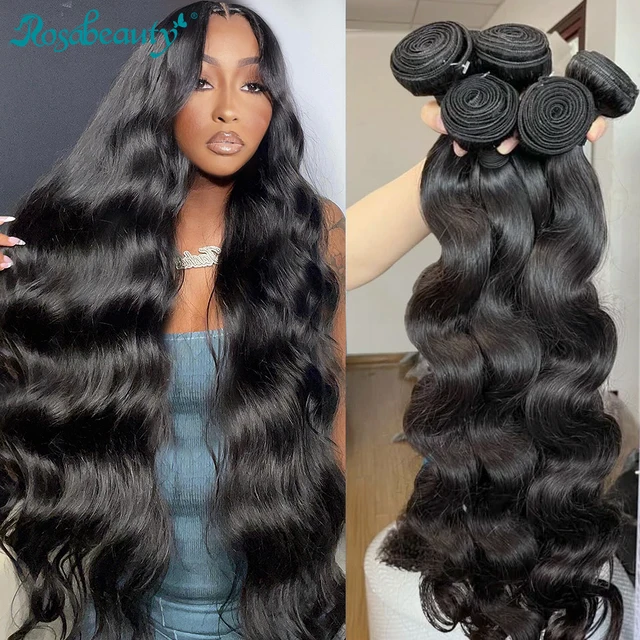 Rosabeauty 30 40 pouces Body Wave 2 3 4 5 Bundles Cheveux Humains Brésiliens Remy Non Traités Ondulés Double Drawn Extensions à Tisser 1