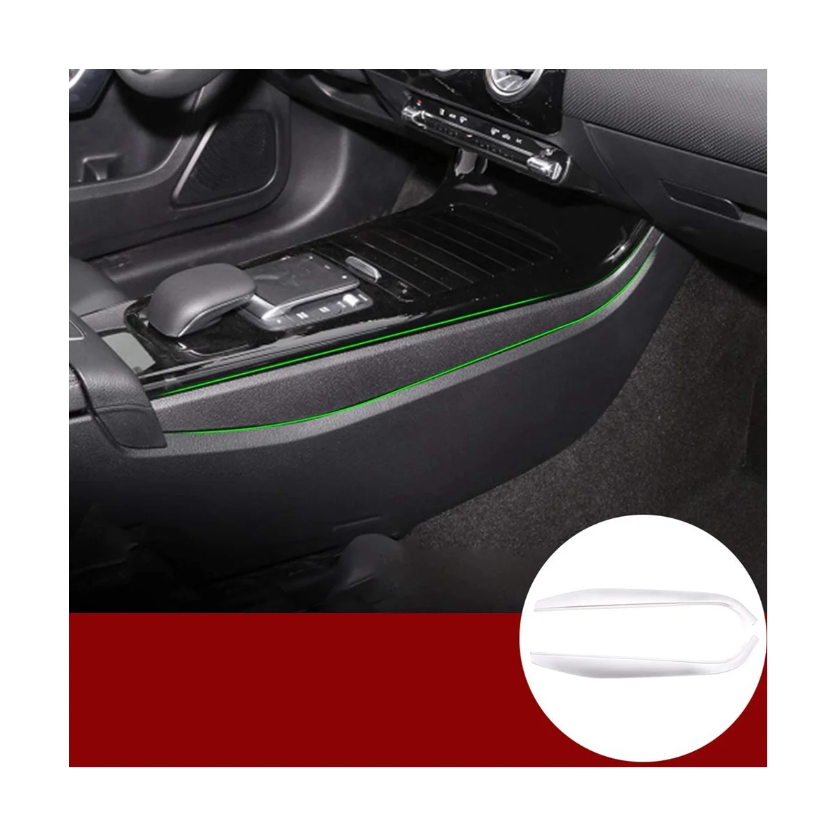 메르세데스 벤츠 A CLA 클래스 W177 C118 A180 A200 A220(실버) 용 자동차 콘솔 패널 측면 장식 트림 커버 스티커