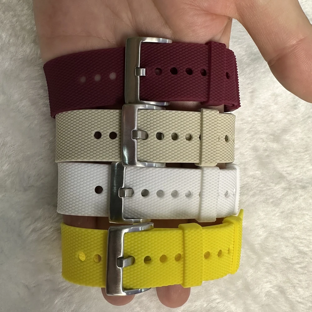 Premium Waterproof Silicone Rubber Watch Strap - Elastic Woven Pattern in Vibrant Colors