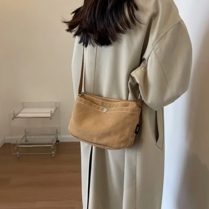 2026 Small Canvas Women's Black Shoulder Cross Bag Female Messenger Bag Y2K Eco Korean Shopper Student Handbags Side Bag Book