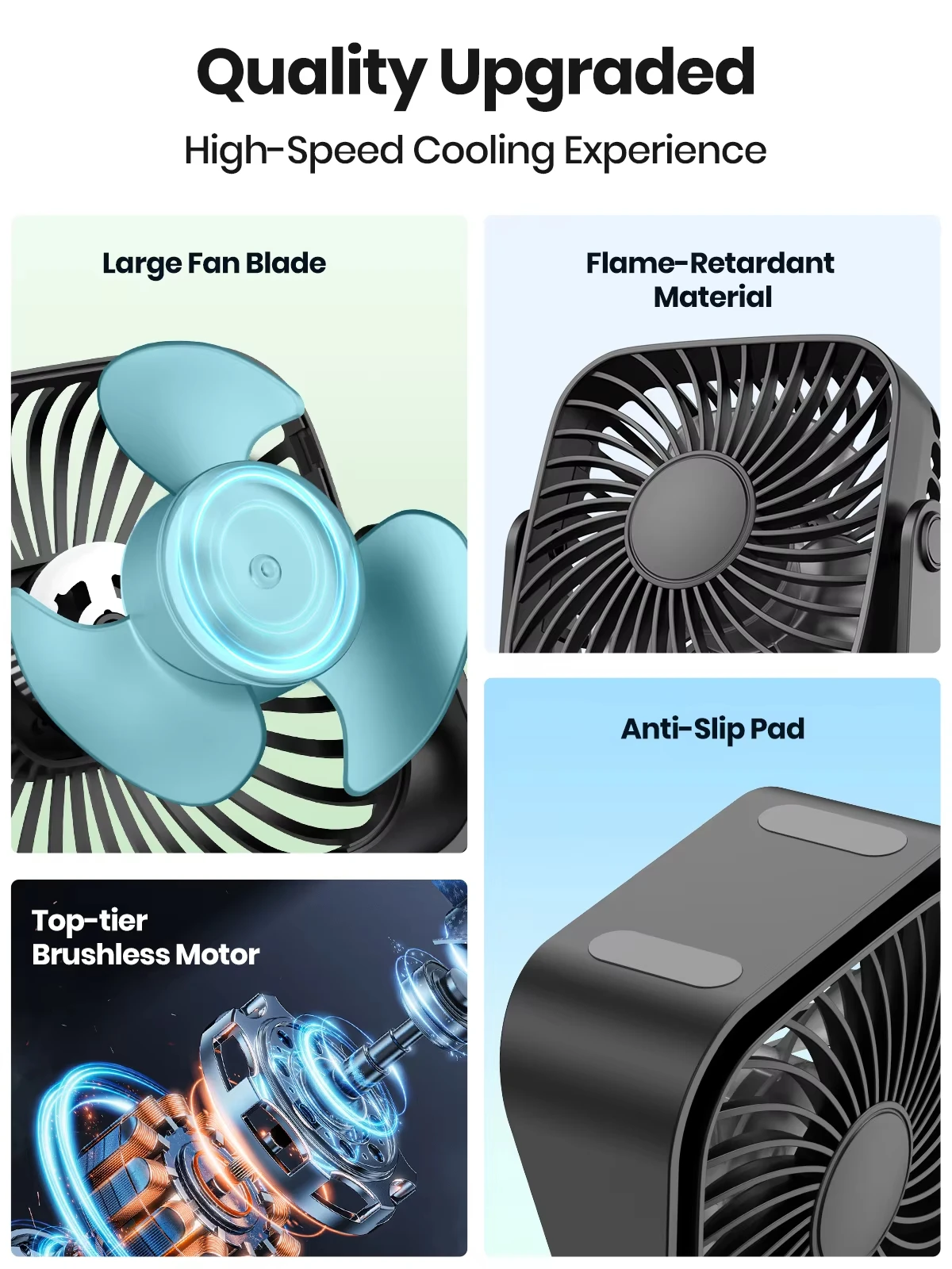 USB Mini Portable Fan - 3-Speed Quiet Desk Fan with 360° Adjustment