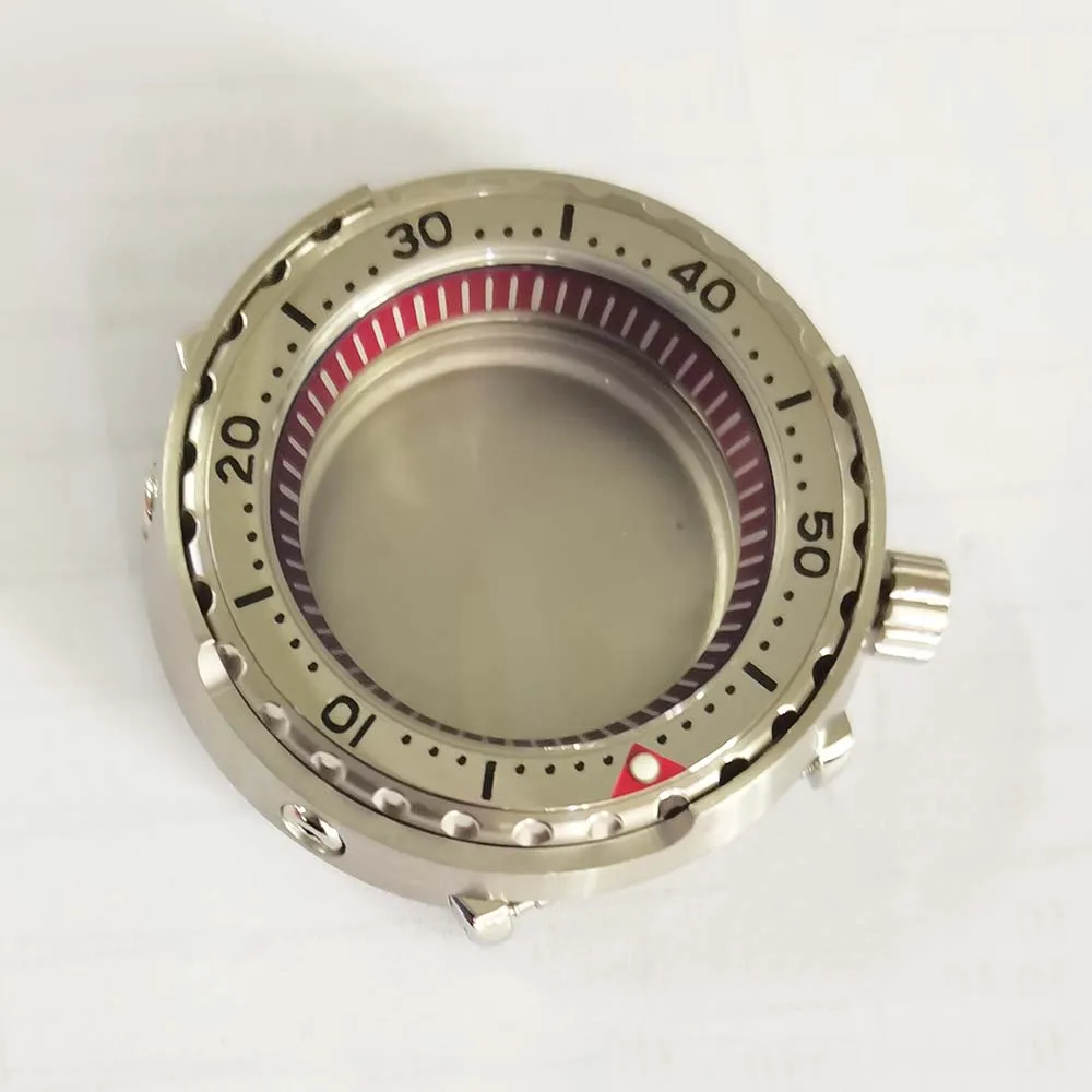 

45mm Watch Case for NH35 NH36 Movement Modified Part Mineral Glass Wine Red Inner Shadow Stainless Steel Case Watch Part