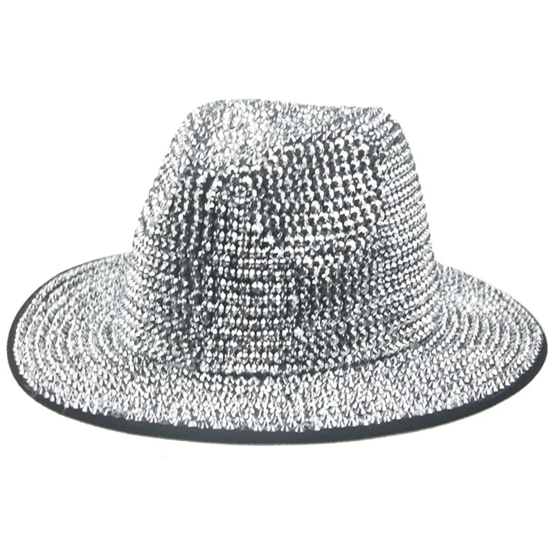 

Women Hat Panamas Wide Brim Luxury Brand Diamond Hats for Men Green Red Black Decorate Hip Hop Jazz Fedora Hat Gorras Para Mujer