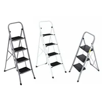 US 4-step ladder with anti slip wide pedals, convenient handle for household use, gray- 2