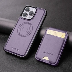 Leather Wallet Phone Case with Magnetic MagSafe Wireless Charging Compatibility - iPhone 7 P 8 Plus (PURPLE)