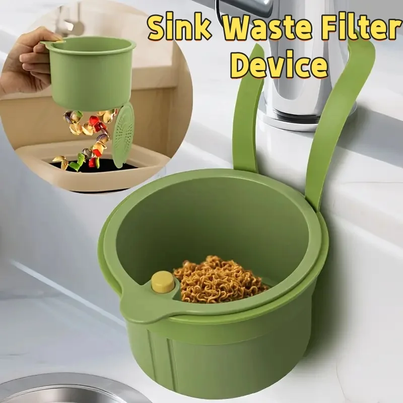 One-Touch Press Drain Basket Removable Sink Strainer Kitchen Bathroom Filter Holder For Food Residue Sponge Soap Storage