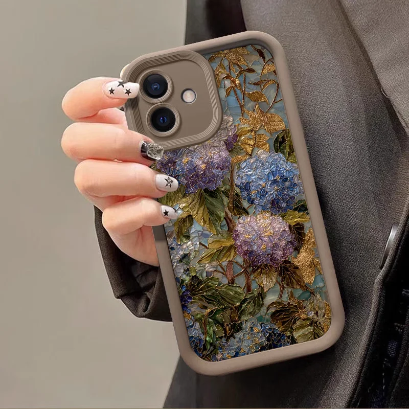 Creative Blue Hydrangea Floral Soft Phone Case Cover
