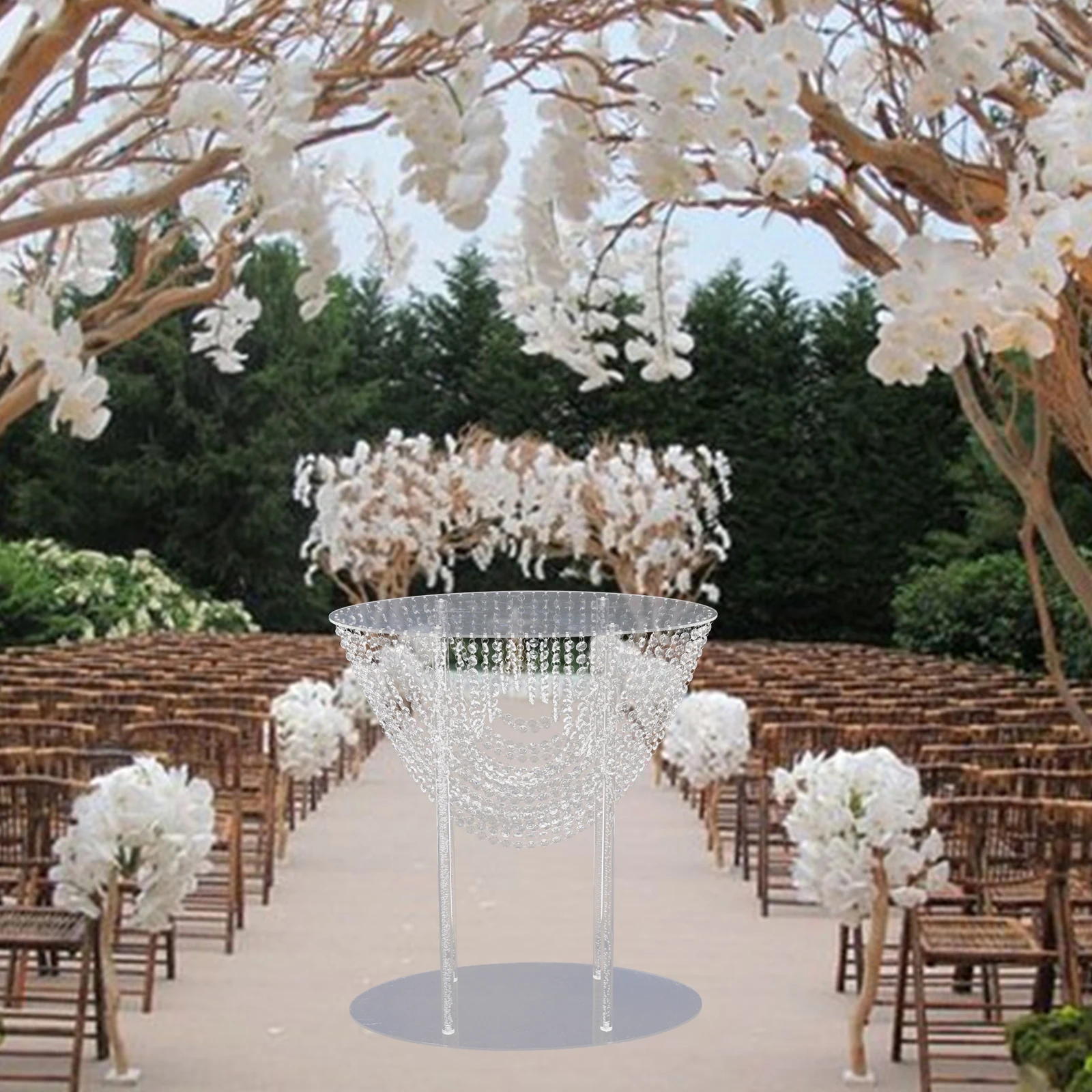 Tabletop Crystal Flower Stand Wedding Table Decoration Acrylic Floral Vase Display Rack 2pcs