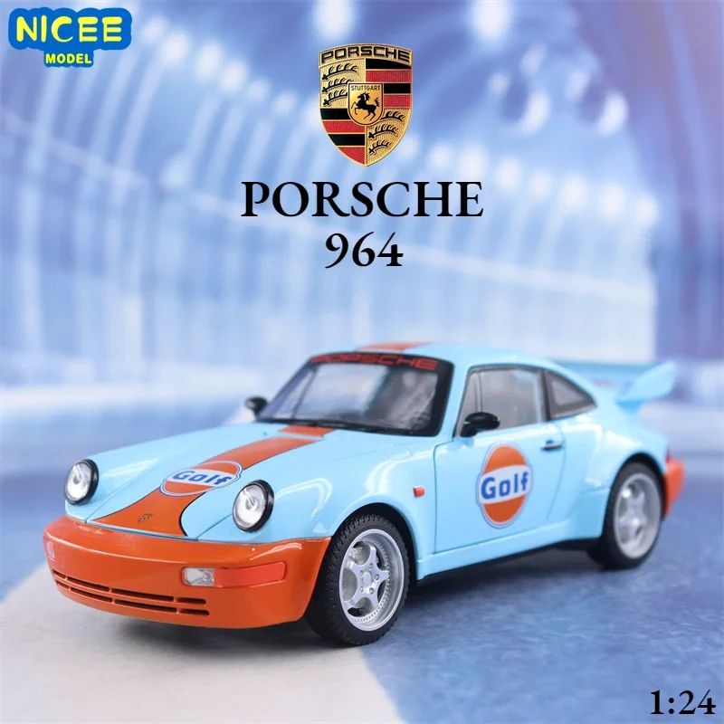 

Модель автомобиля в масштабе 1:24 Porsche 964 из высокопрочного сплава, со звуком и фотографией, модель украшения, подарок для мальчика F588
