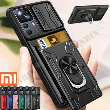 Luxury Shockproof Case For Redmi Note 13 12 11 Pro Plus Poco X6 13T Pro ProSlide Lens Protector Multi Function Hard Armor Case