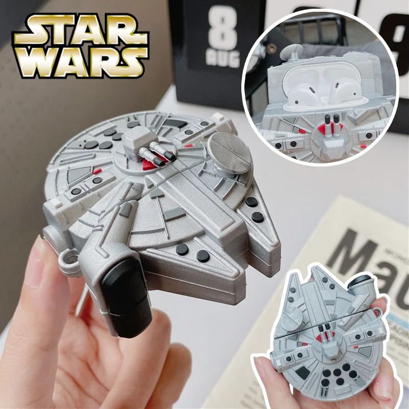 Custodia Star Wars Per Apple Airpods 1 2 3 Airpod Pro 3D Millennium Falcon Portachiavi Auricolare Wireless Auricolare Bluetooth Cover Regalo