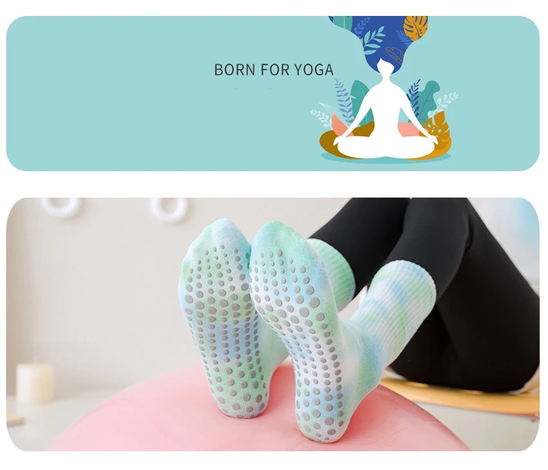 Yoga Socks Women Cotton Tie-dyed Silicone Non-slip Pilates Grip Crew Sock 17 Sb3714285d16647c0b208f7f0dd47d3903