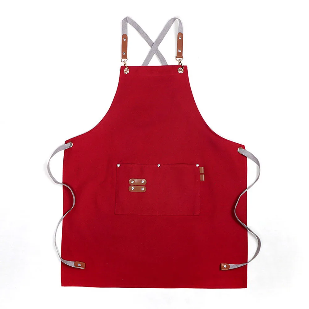 Kitchen Apron Cooking Apron Canvas Jean Fabric Apron With Pockets