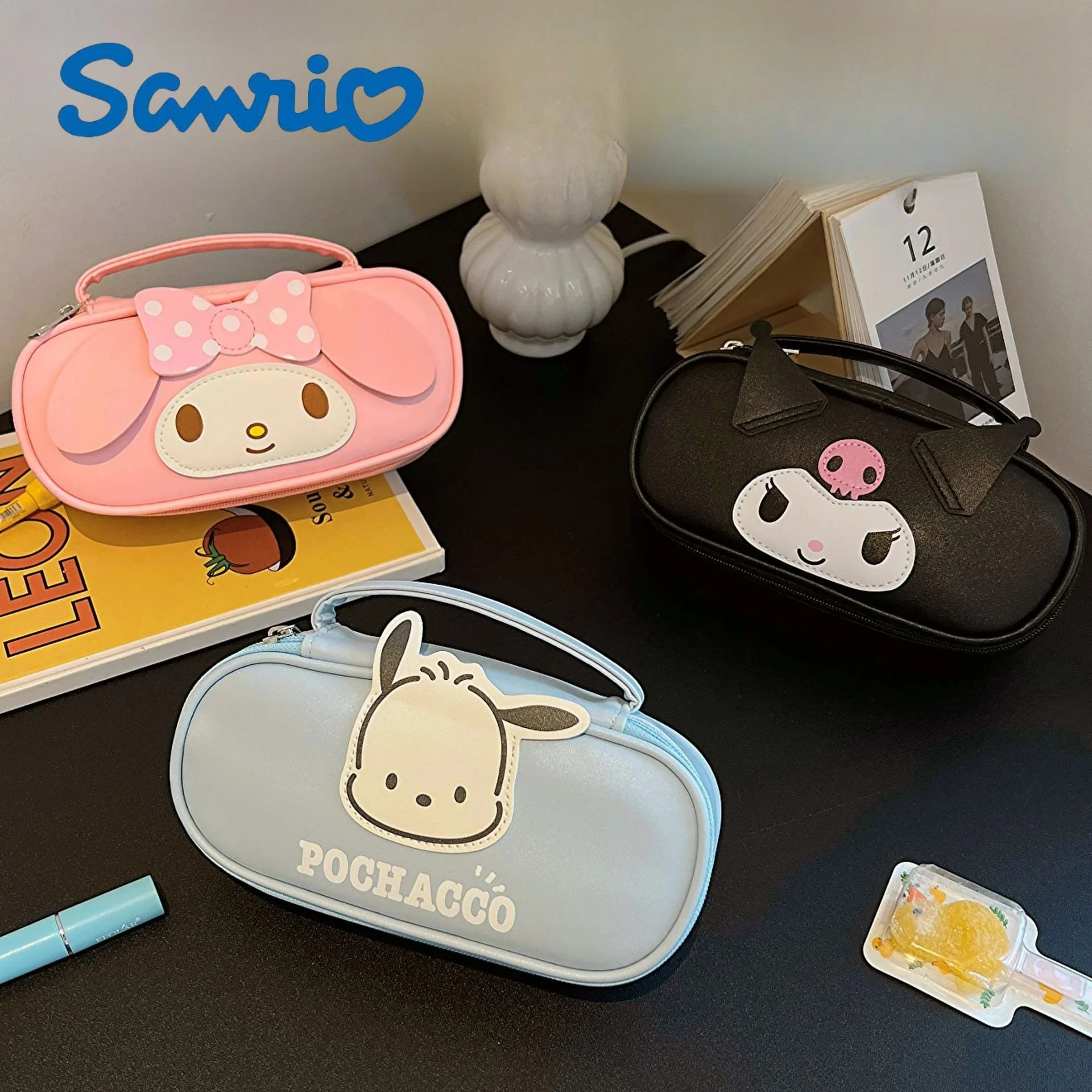 

Sanrio Kuromi Capacity Action Anime Figures Hello Kitty Cinnamoroll Pencils Bag Cartoon Large Capacity Pencil Case Student Gifts