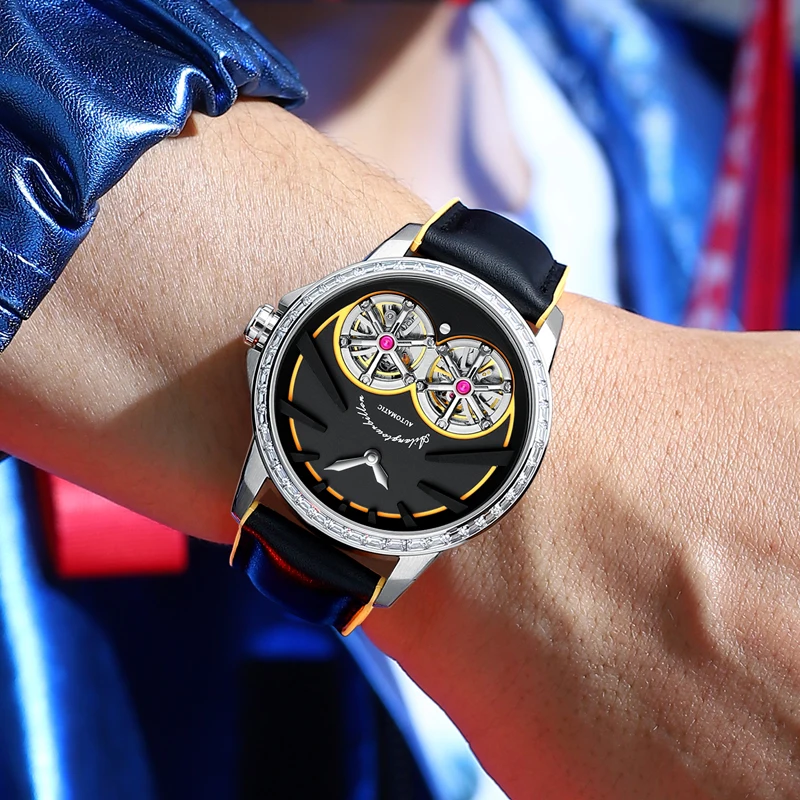 AILANG Orologio da uomo con doppio tourbillon, cinturino in pelle, impermeabile, di lusso, meccanico, con lunetta in diamanti, da uomo_voghion.com