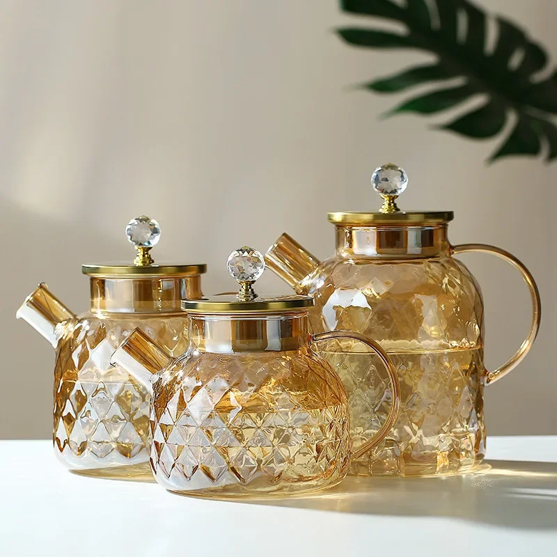 Coffee Pot 1/1.8L Glass Teapot for Stovetop/Microwave Safe Glass Borosilicate Coffee Pot with Infuser Tea Pots for Loose Tea Drinkware