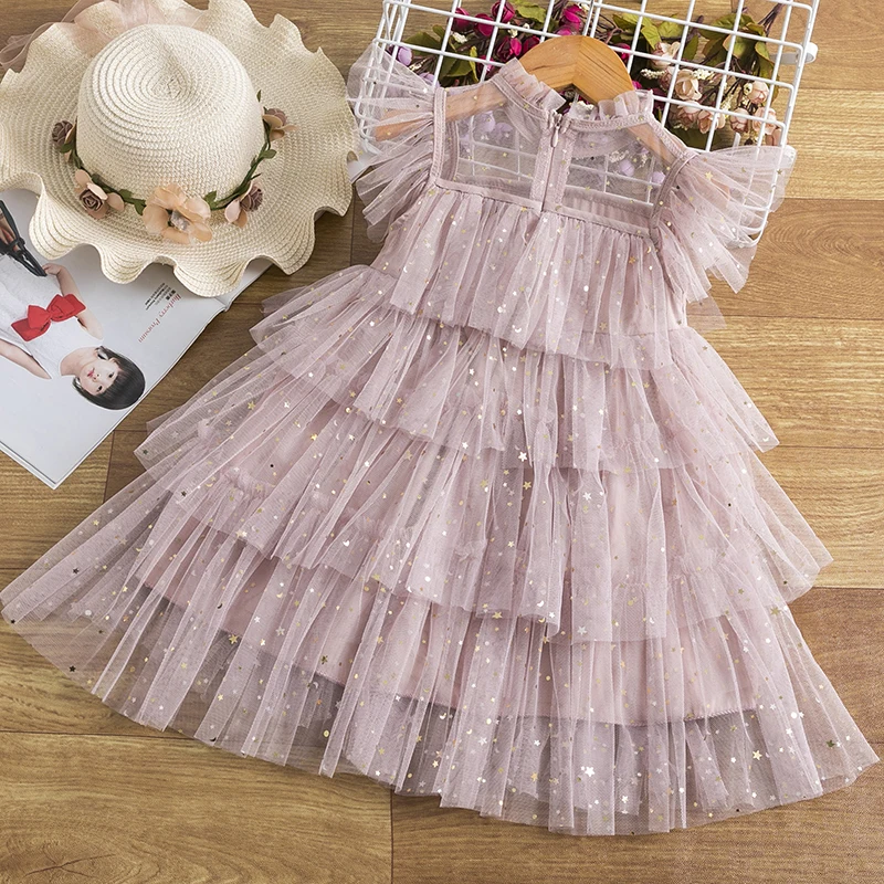 Girls dress Princess Costume Kids clothes Mesh Layers Cake Dresses For Kids Party Tutu Prom Wedding Clothes