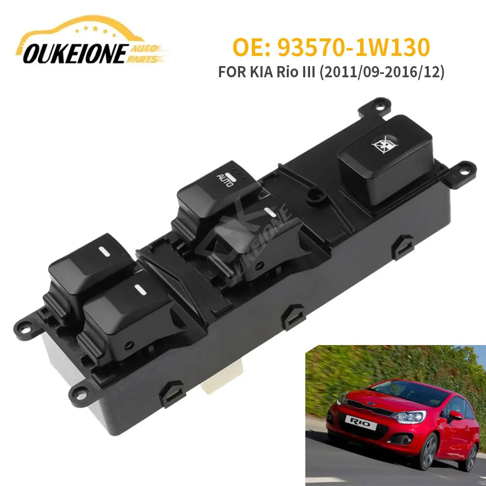 Interruttore Finestrini Per Kia Rio III 2012-2016 | 93570-1W130 In ABS Plug And Play Per Alzacristalli