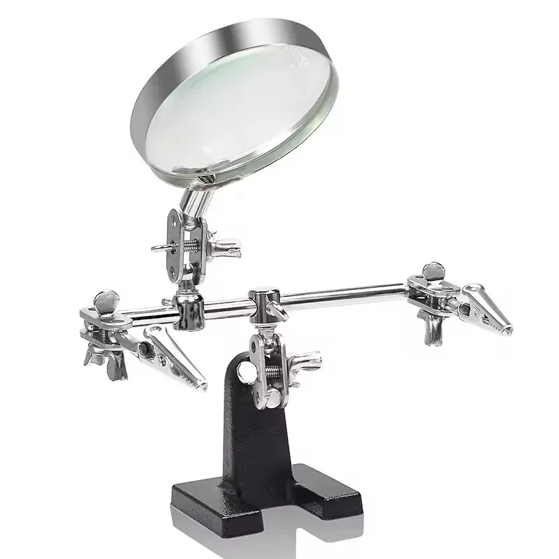 Soldering Station with Magnifying Glass and Auxiliary Clamp