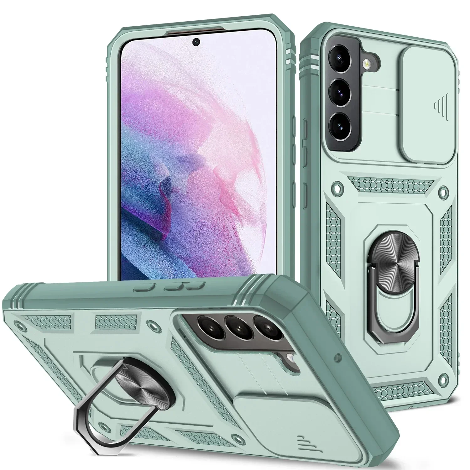 Heavy Duty Shockproof Case with 360° Rotating Kickstand and Camera Protection