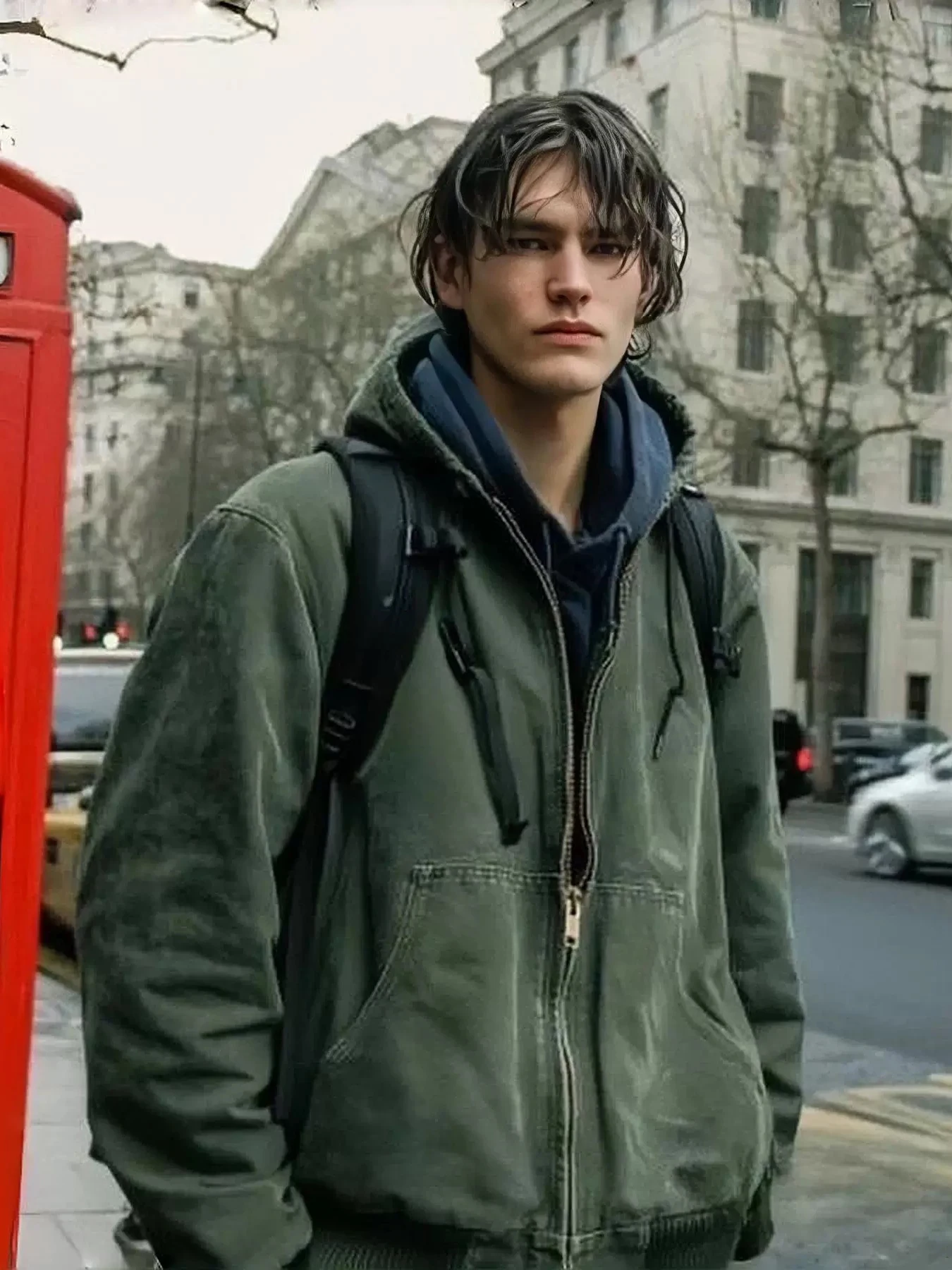 American Detroit Sle Men's Hoodie Jaet Waed Vintage Loose Fit Windproof Autumn Winter Outerwear Simple Casual Coat