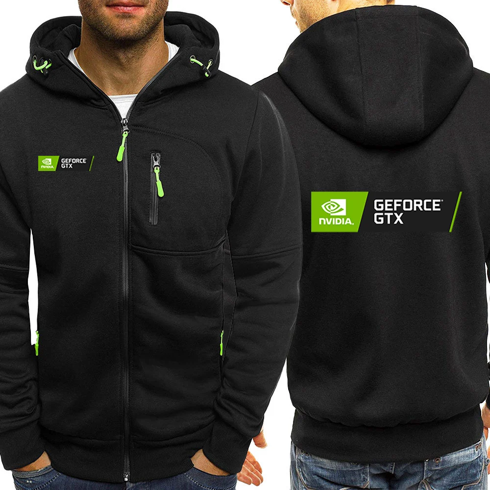 Cotton Drawstring Hoodie Zipper Cardigan Sweatshirt for Men